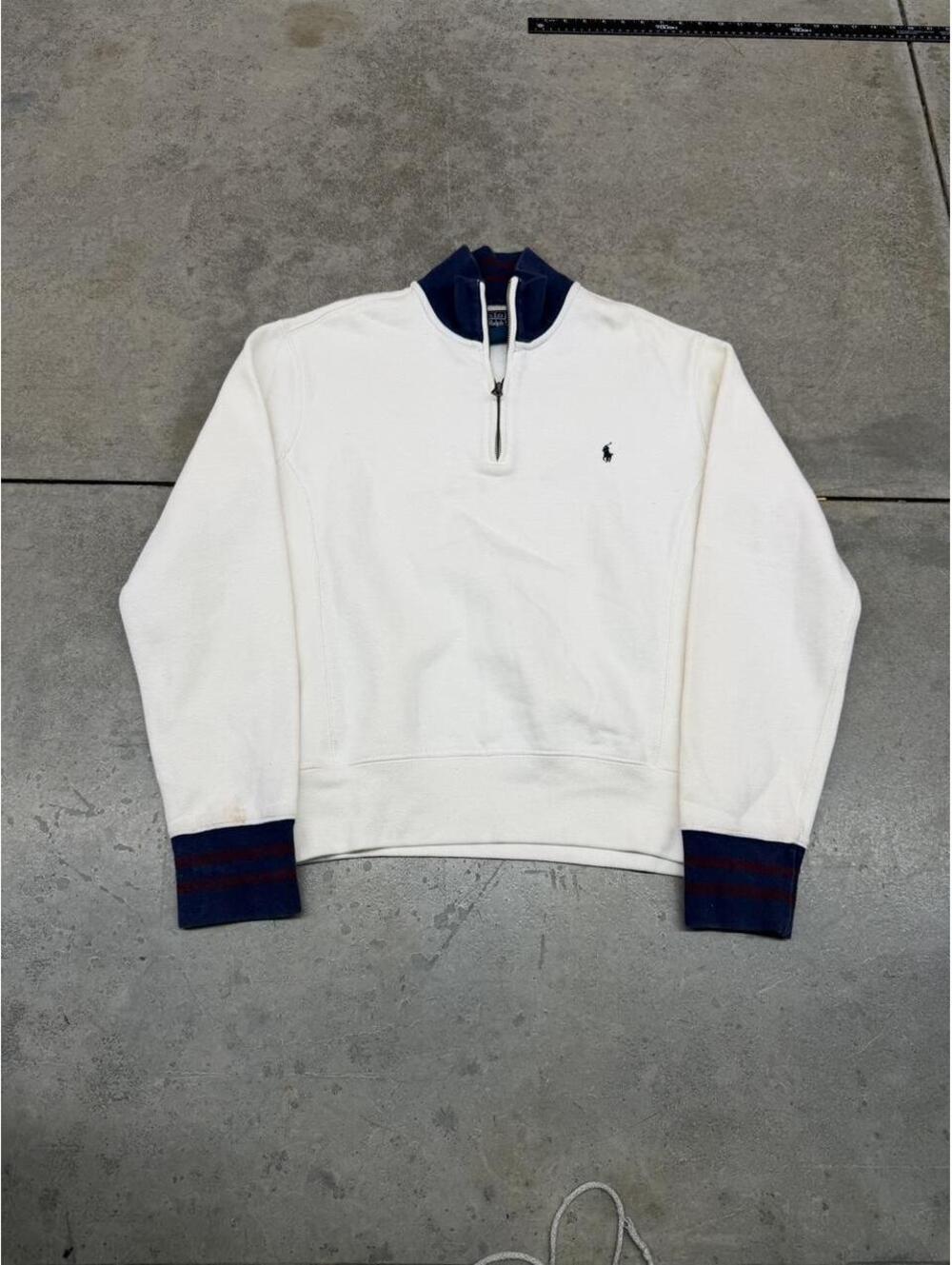 vintage polo ralph lauren white quarter zip sweatshirt size small